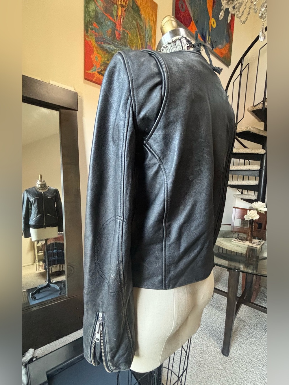 IRO Adria Distressed Lambskin Leather Jacket Sz S 🎸🔥 - Picture 7 of 7